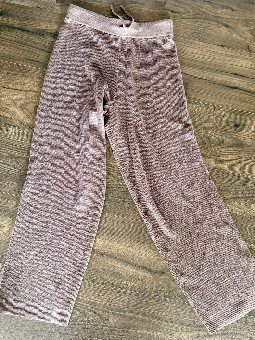 Free People Beach Knit Pants Size S Brown Ribbed Drawstring Lounge Pants